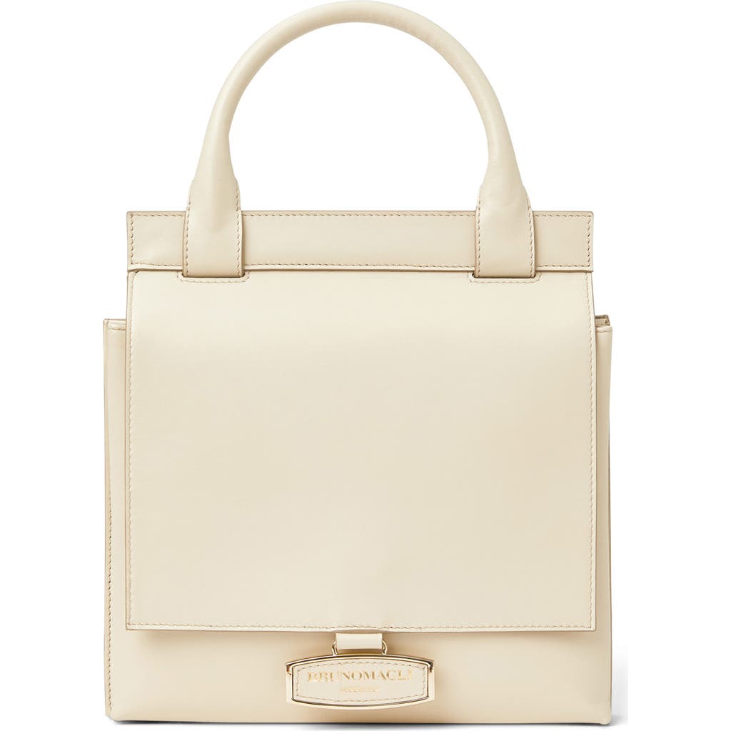 Bruno Magli Etta Slim Leather Satchel In Cream