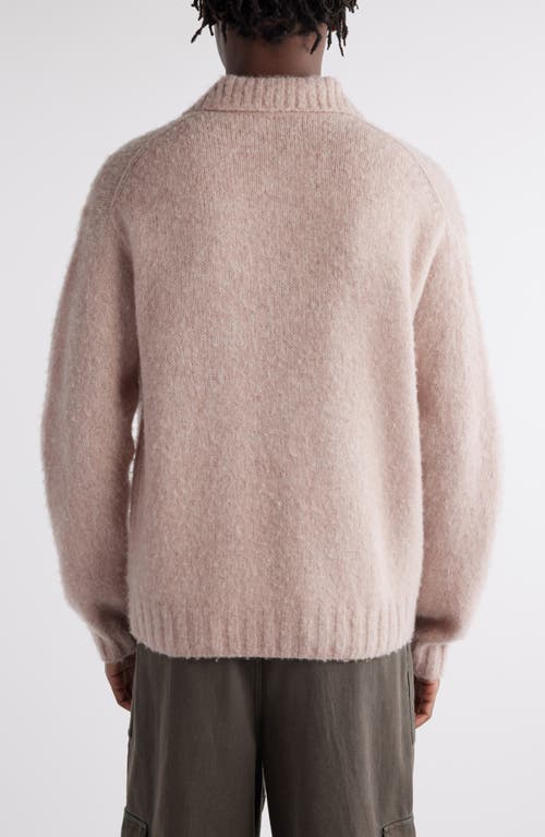 Shop Acne Studios Shetland Wool Polo Cardigan In Pink Melange