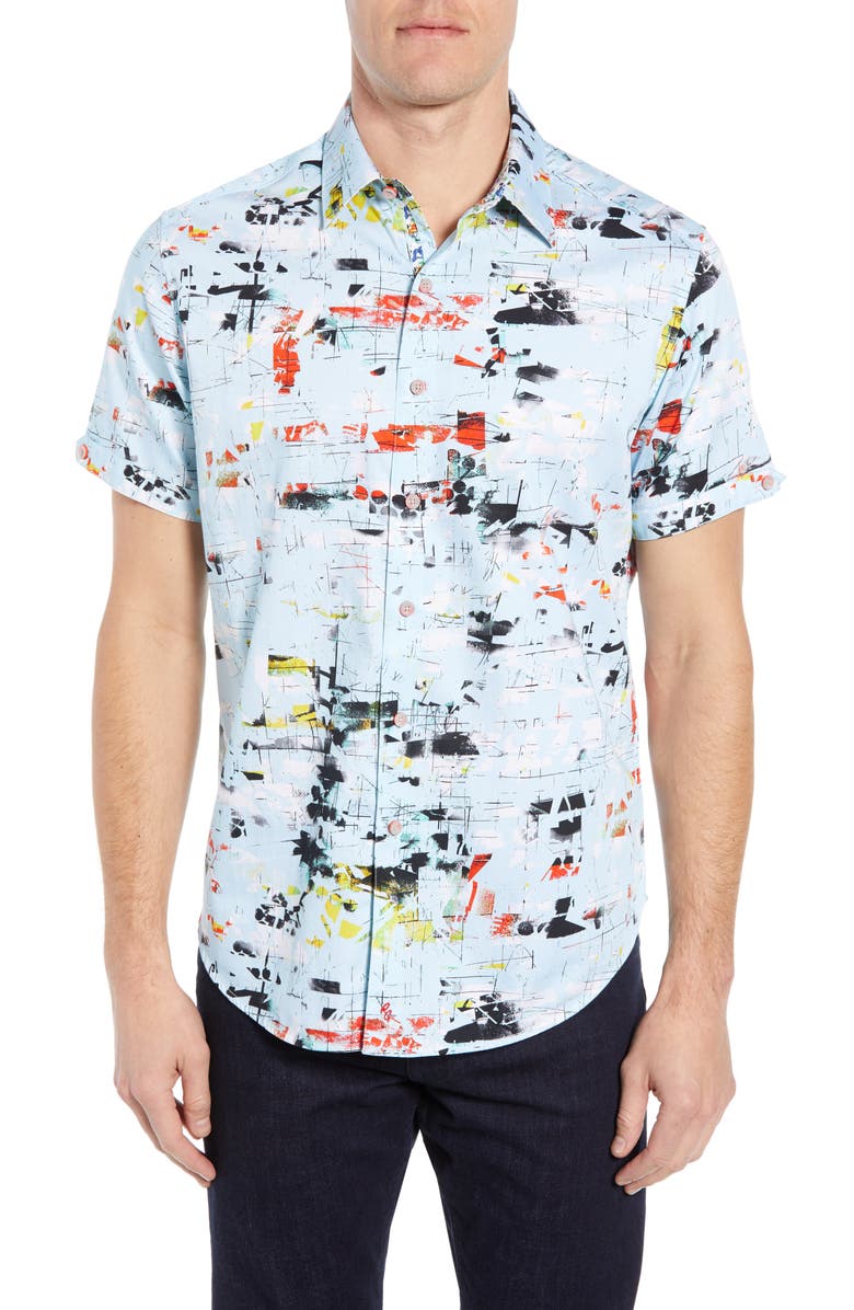 ROBERT GRAHAM Kano Classic Fit Print Sport Shirt, Main, color, LIGHT BLUE
