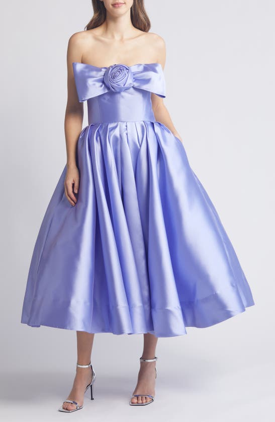Shop Hutch Siriana Strapless Satin Cocktail Dress In Periwinkle
