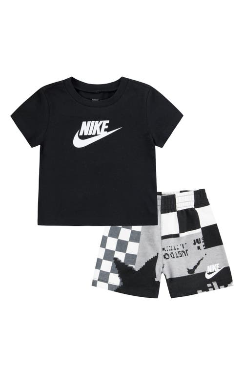 Nike Sportswear Club Lifestyle Graphic T-Shirt & French Terry Shorts in Black