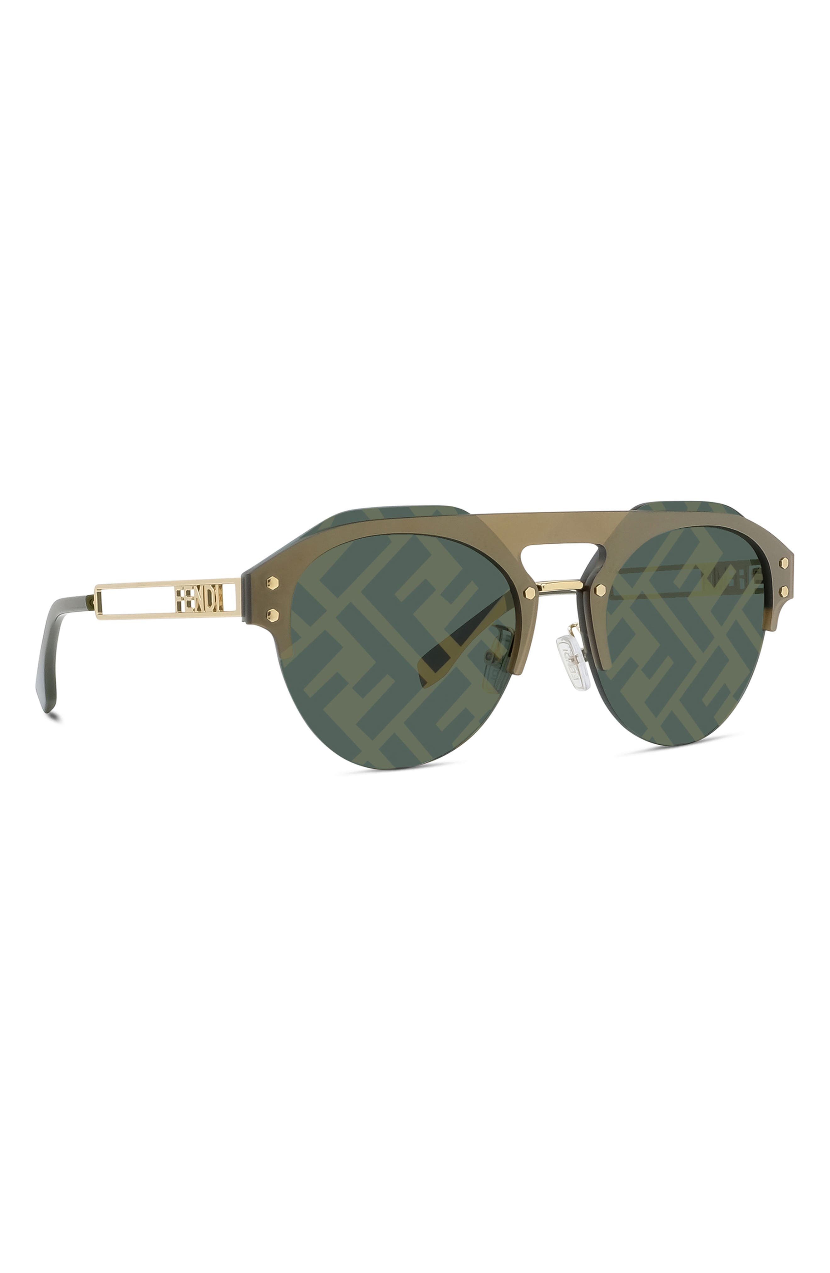 Fendi O'Lock - Palladium metal sunglasses with gray lenses and