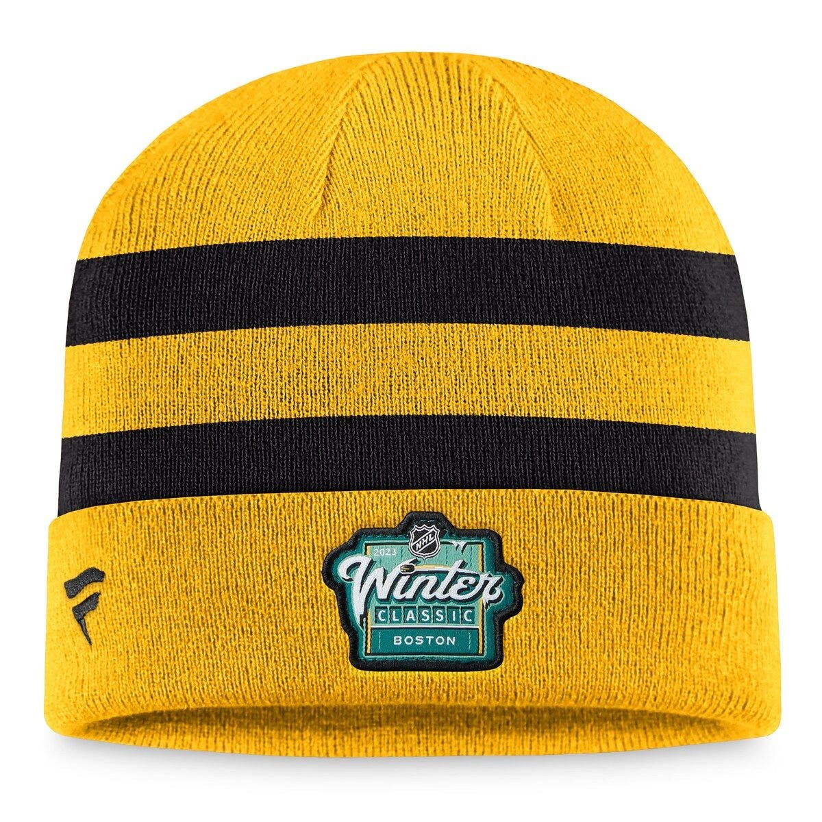 Men s Fanatics Branded Gold Black Boston Bruins 2023 Winter Classic Team Knit Hat