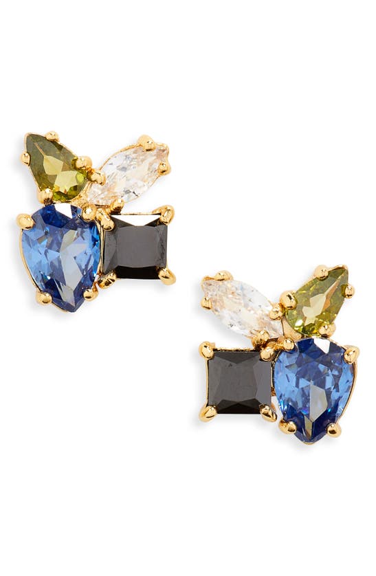 Kate Spade Flying Colors Crystal Cluster Stud Earrings In Blue Multi
