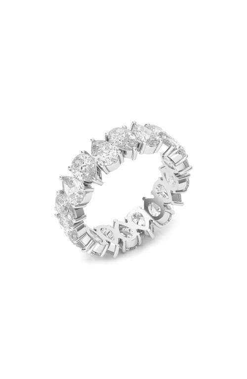 HauteCarat Alternating Pear Lab Created Diamond Eternity Ring in 18K White Gold