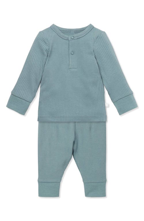 MORI Rib Fitted Two-Piece Pajamas in Ribbed Sky at Nordstrom