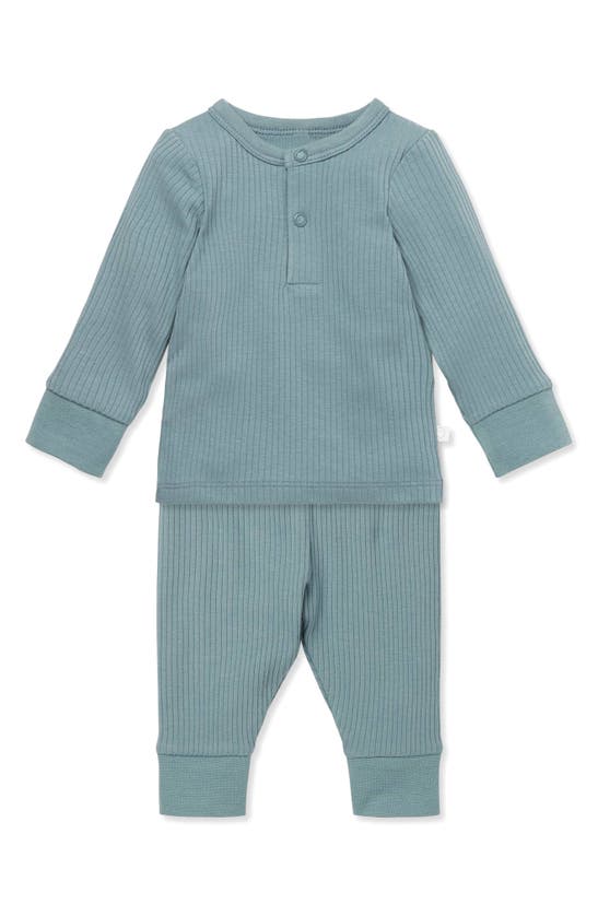 Mori Rib Fitted Two-piece Pajamas In Ribbed Sky