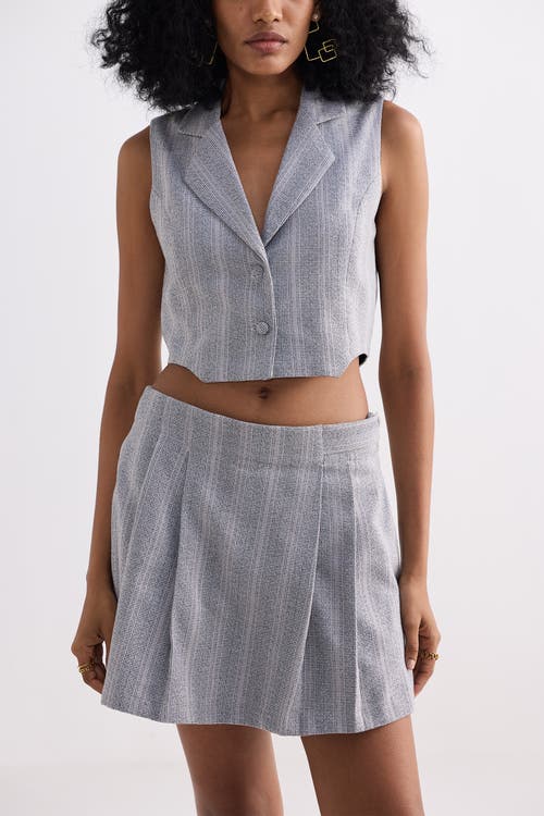 Reistor Cropped Cotton Tweed Vest In Steel Breeze