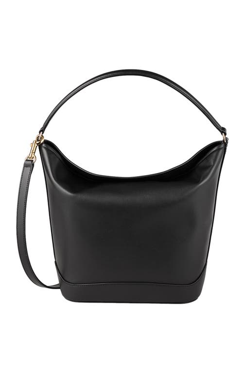 Shop Sandro Leather Bucket Bag Tangoso In Black