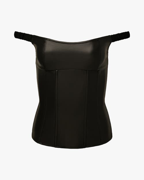 Weworewhat Off Shoulder Vegan Leather Corset In Black