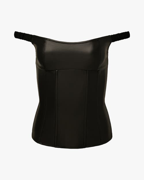 Shop Weworewhat Off Shoulder Vegan Leather Corset In Black