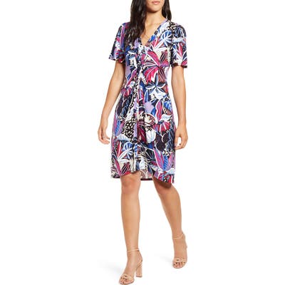 Tommy Bahama Cactus To Clouds Twist Front Short Sleeve Dress, Black