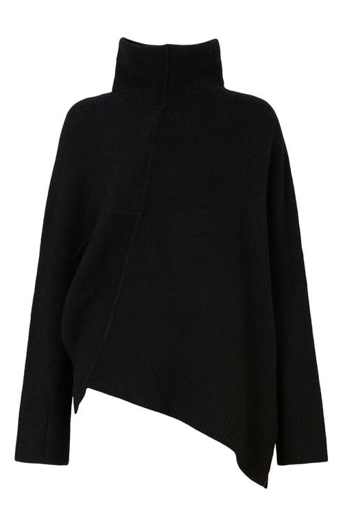 Shop Allsaints Lock Roll Neck Asymmetric Sweater In Black