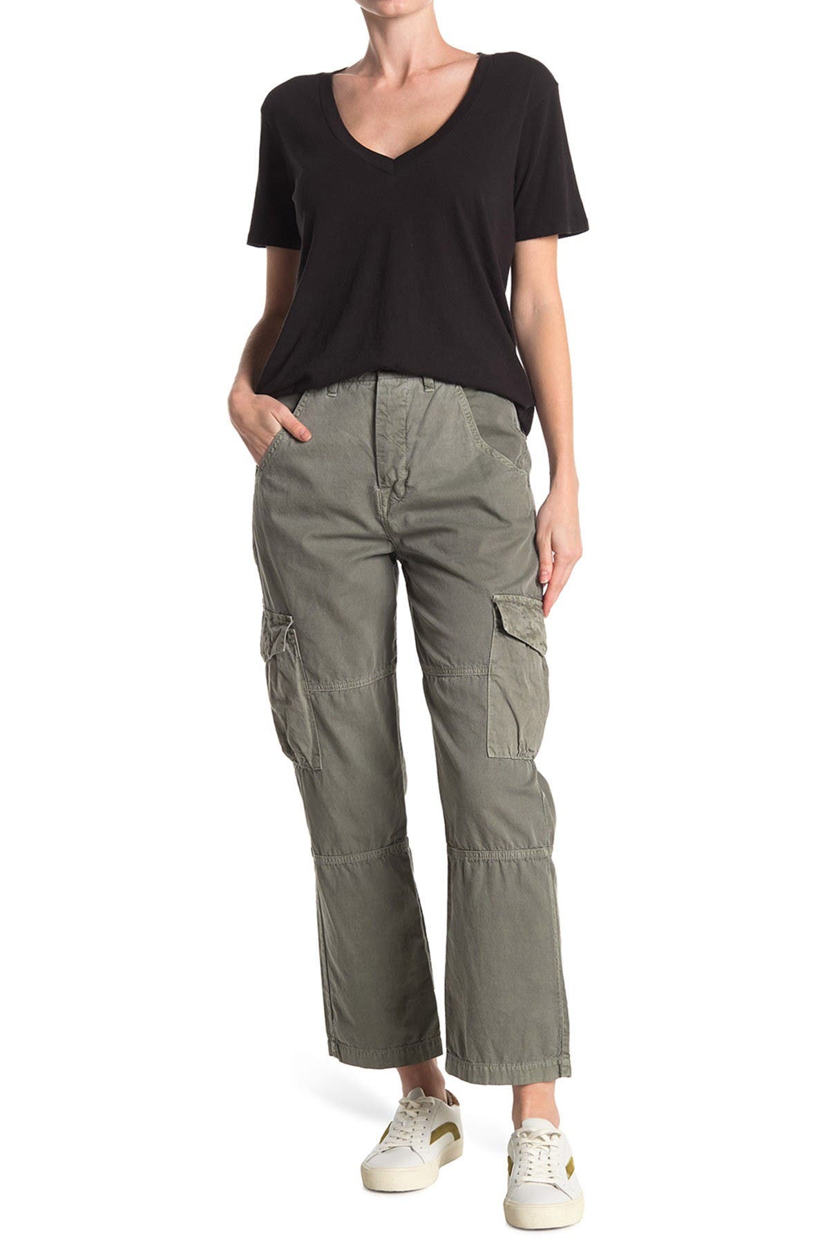 high rise cargo pants