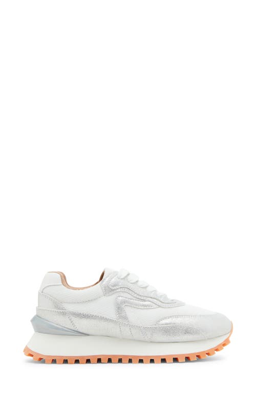 Blondo Lois Retro Waterproof Running Sneaker In Silver Leather