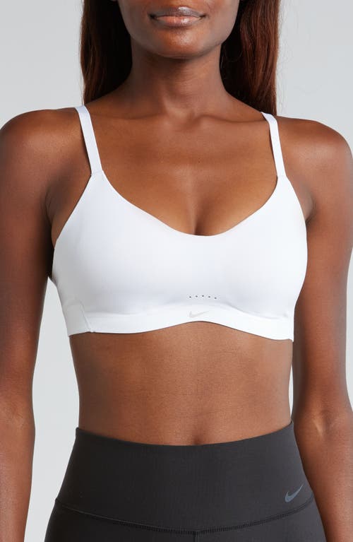 Shop Nike Alate Minimalist Dri-fit Padded Sports Bra In White/cool Grey