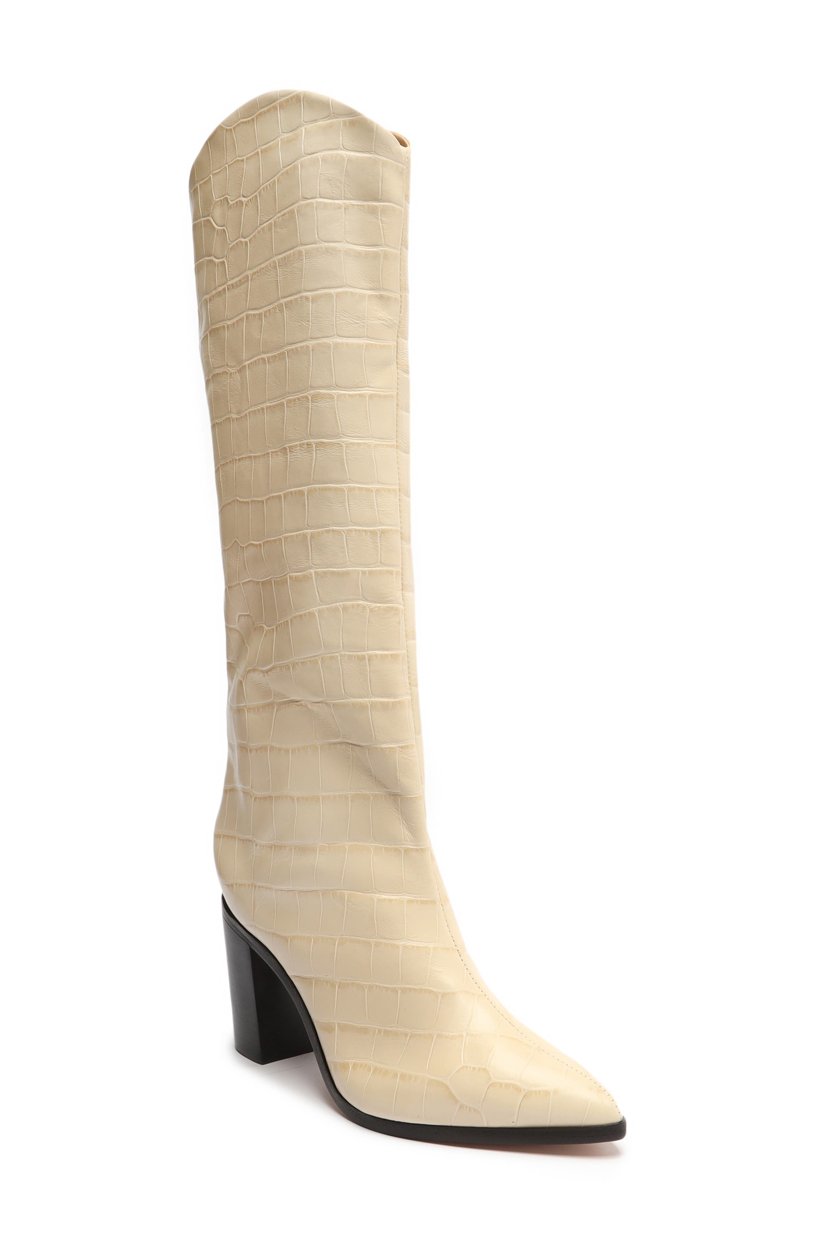 high knee boots beige