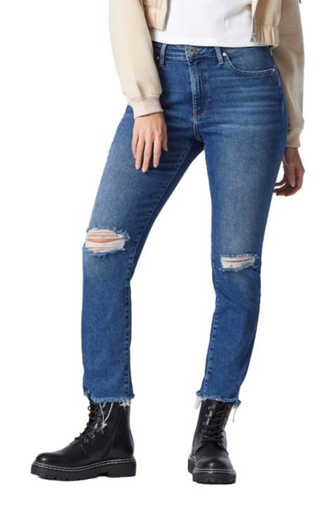 Viola Ripped Straight Leg Jeans (Dark Used Ripped Flex Blue)