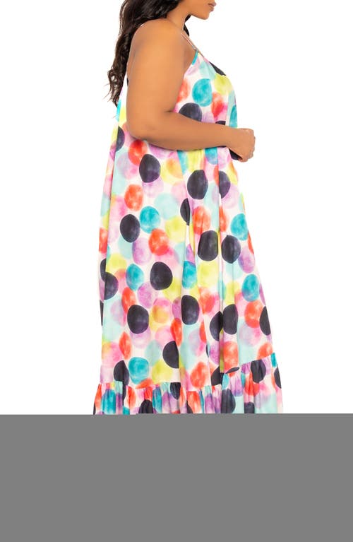 Buxom Couture Polka Dot Print Chiffon Maxi Dress In Violet Multi