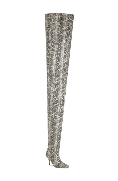 AZALEA WANG AZALEA WANG NEMY SNAKESKIN EMBOSSED THIGH HIGH BOOT 