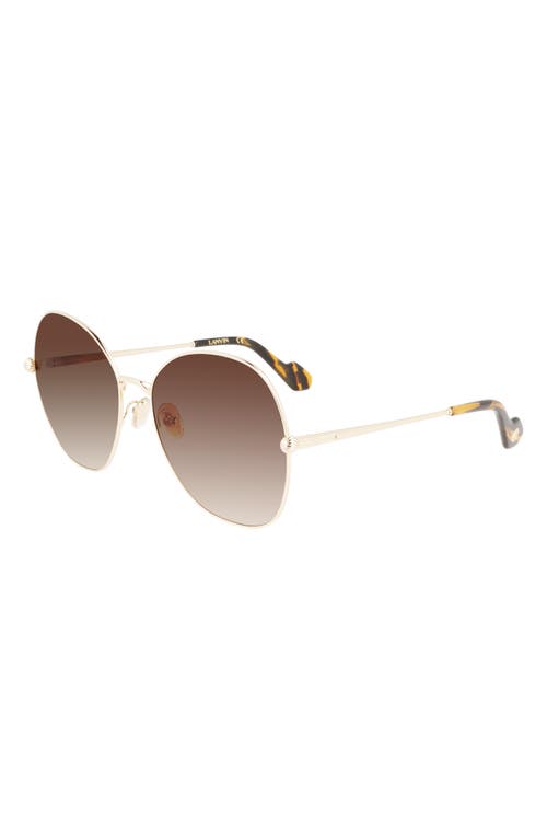 Shop Lanvin Arpege 59mm Tinted Round Sunglasses In Gold/gradient Brown