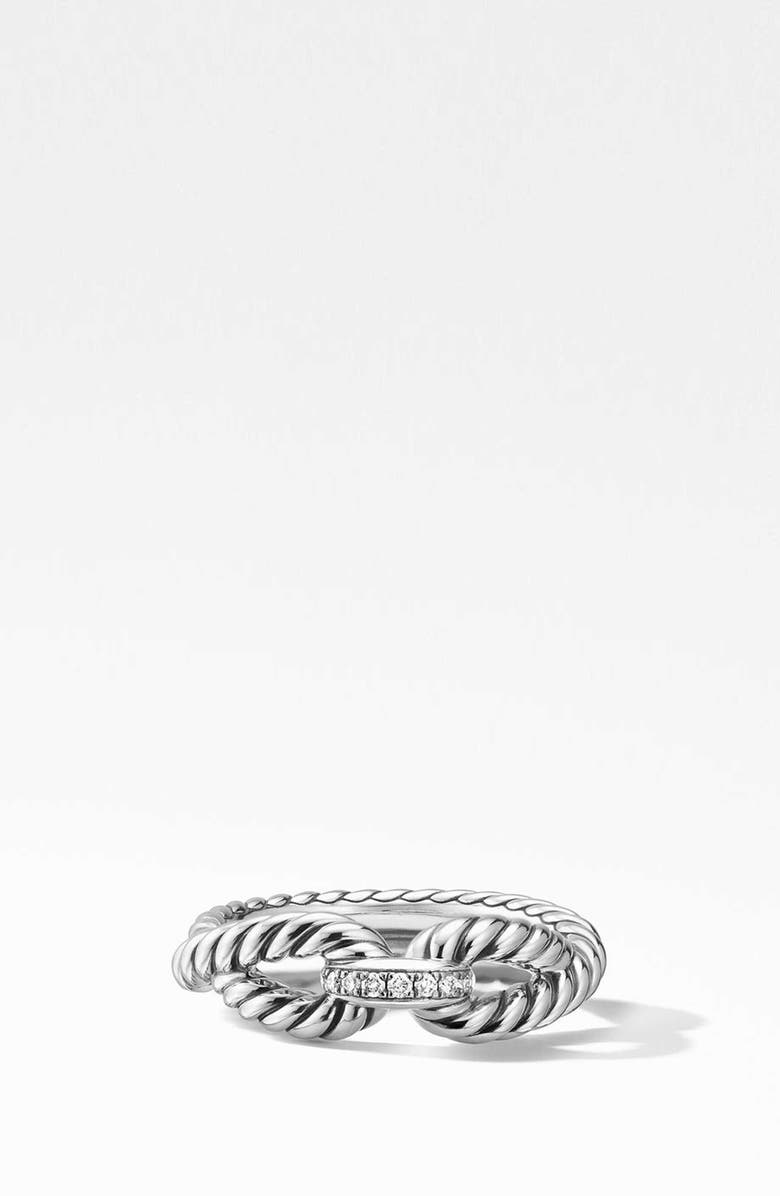 David Yurman Cable Loop Ring with Diamonds, Main, color, Sterling Silver/ Diamond