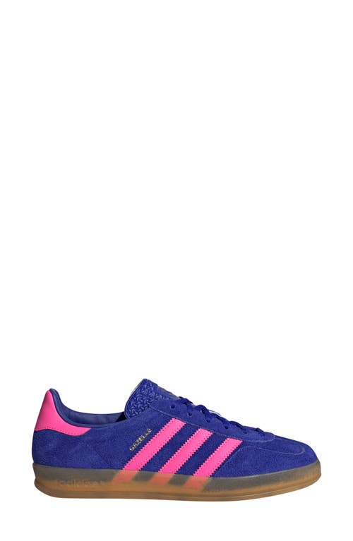 Shop Adidas Originals Adidas Gazelle Indoor Sneaker In Blue/lucid Pink/gum 3