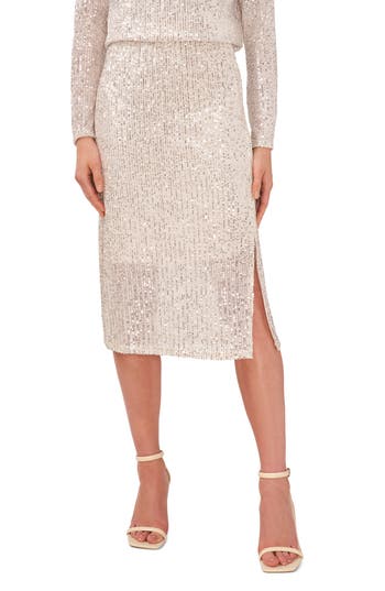 Halogen ® Sequin Skirt In Ivory/silver