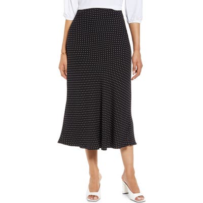 Halogen Bias Cut A-Line Skirt, Black
