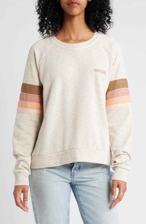 Rip Curl High Tide Stripe Raglan Sleeve Sweatshirt In Oatmeal Marle