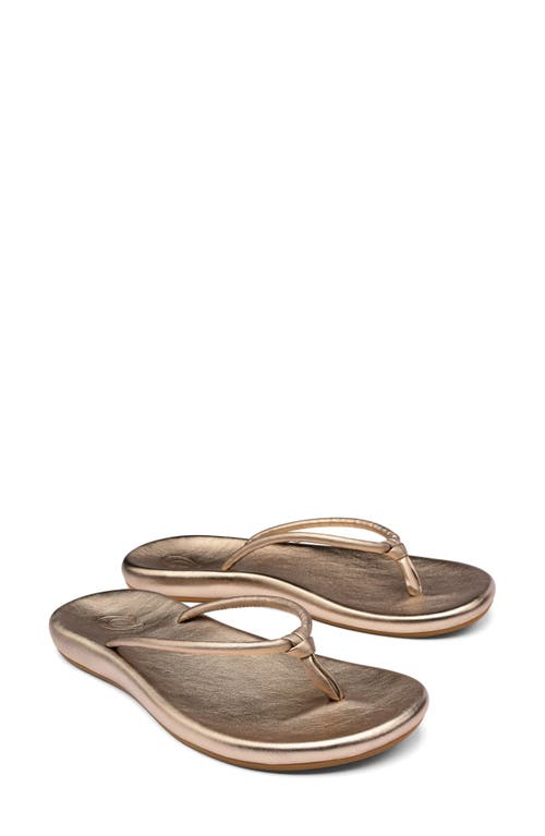 Olukai Huawai Flip Flop In Gold