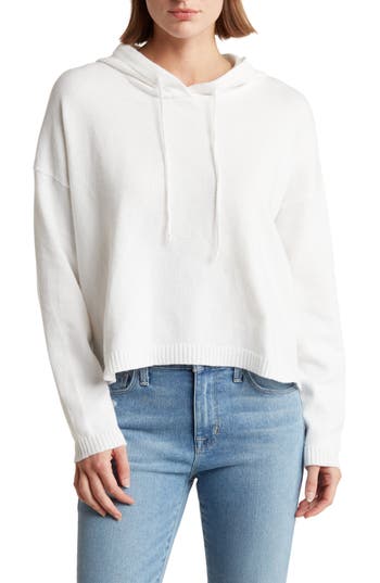 Sweet Romeo Heart Crop Hooded Sweater In White/char