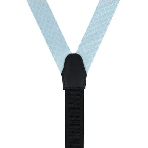 Trafalgar Rowan Geometric Pattern Silk Button End Suspenders In Light Blue