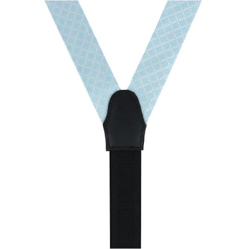 Shop Trafalgar Rowan Geometric Pattern Silk Button End Suspenders In Light Blue