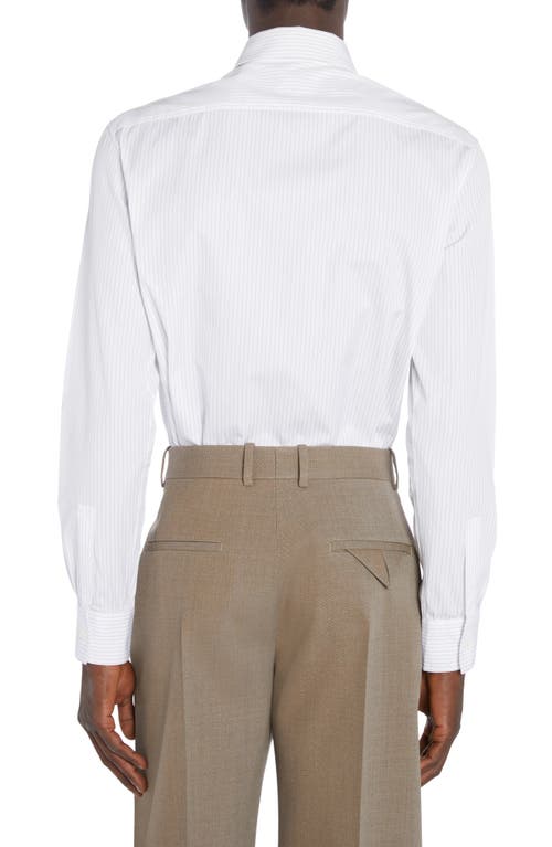 Bottega Veneta Narrow Pinstripe Button-up Oxford Shirt In White/grey