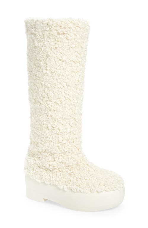 GIA BORGHINI Faux Shearling Knee High Boot in Ivory