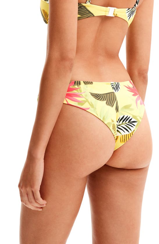 Shop Desigual Palms Bikini Bottoms In Yellow