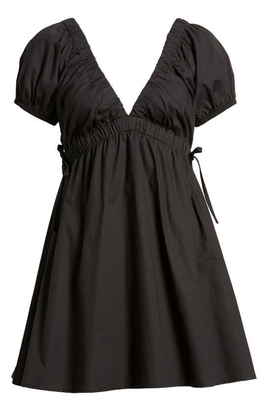 Shop Bp. Puff Sleeve Poplin Minidress In Black Night
