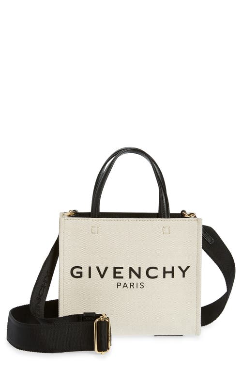 Shop Givenchy Mini G-tote Canvas Tote In Beige/black