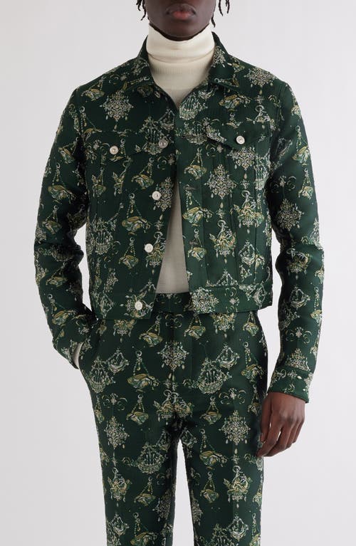 Shop Givenchy Jacquard Skinny Fit Trucker Jacket In Dark Green