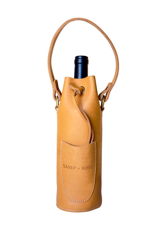 Sarep + Rose Leather Bottle Tote With Pocket In Tan