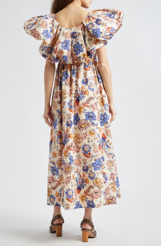 Shop Ulla Johnson Francesca Print Puff Sleeve Maxi Dress In Magnolia