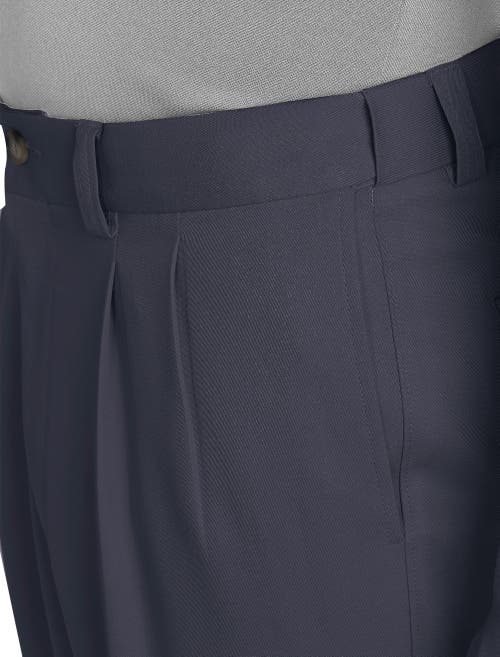 Oak Hill Waist-relaxer Pleated Microfiber Pants In Navy