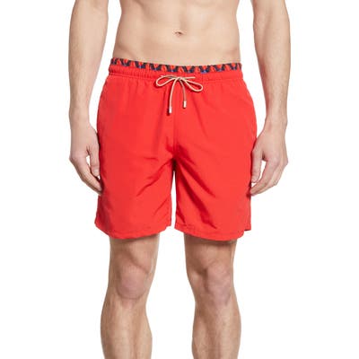 Bugatchi Swim Trunks, Red