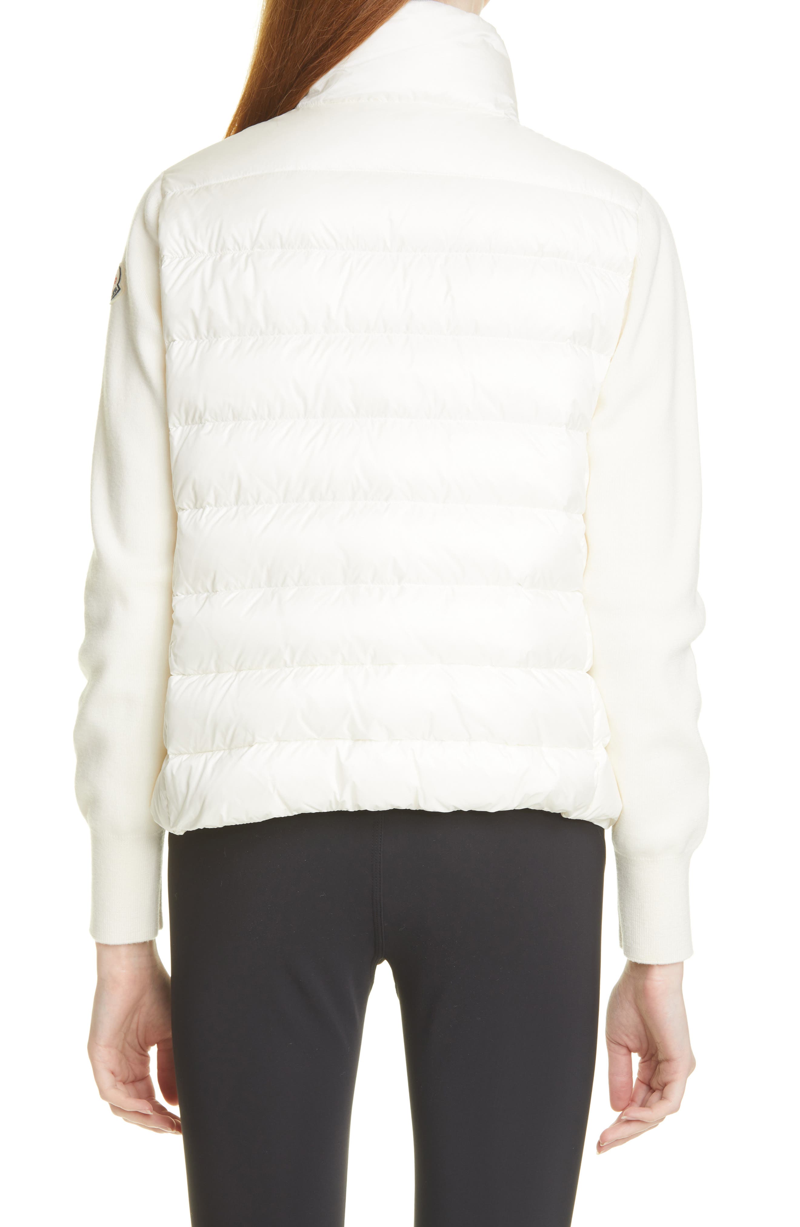 moncler quilted down & wool short cardigan