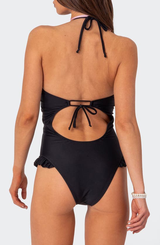 Shop Edikted Nea Cutout One-piece Swimsuit In Black