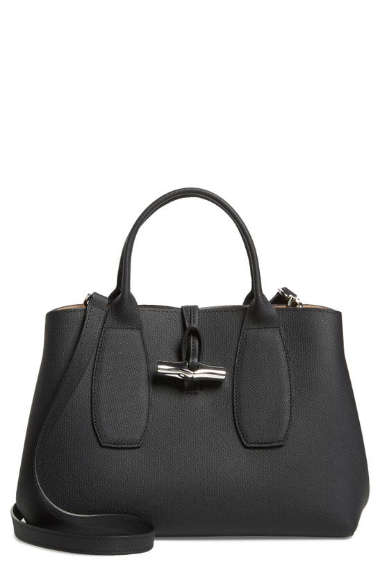 Longchamp Roseau Medium Leather Top-handle Tote Bag With Shoulder Strap ...