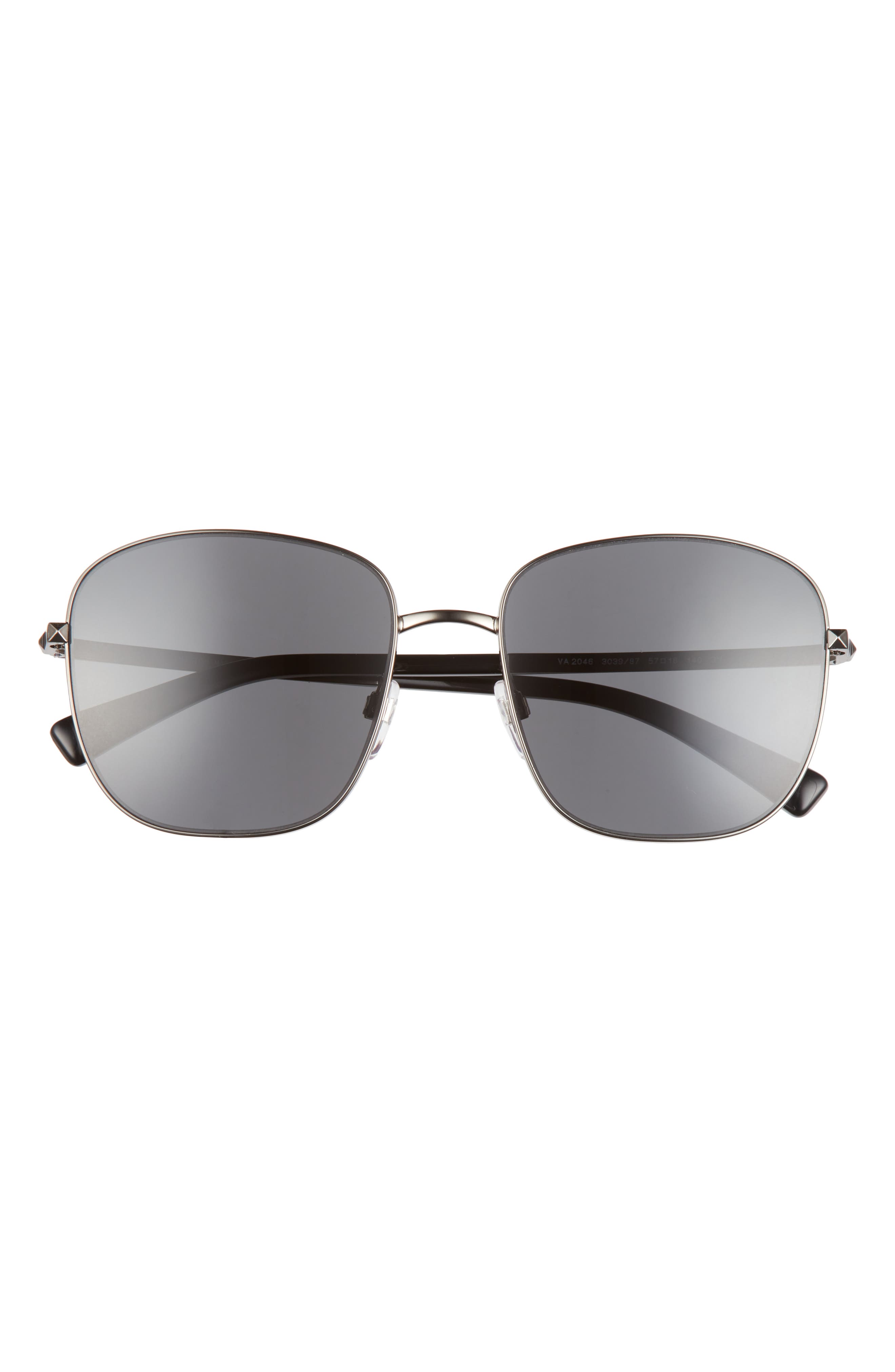 Valentino 57mm Square Sunglasses in Ruthenium/Grey at Nordstrom