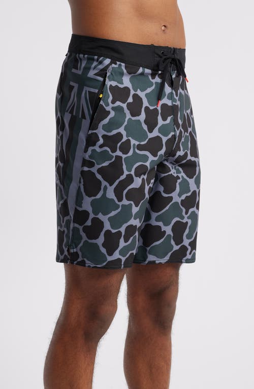 Shop Florence F1 Pro Hawaii Camo Water Repellent Board Shorts In Dark Emerald