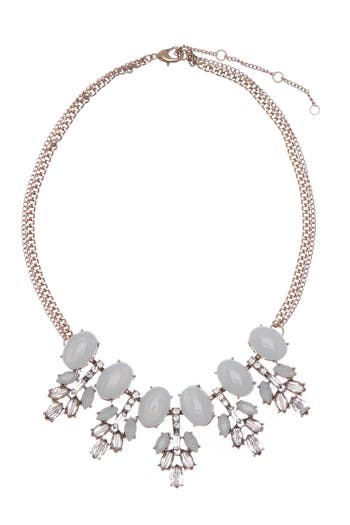 Olivia Welles Nicole Crystal Statement Necklace In Gold/grey